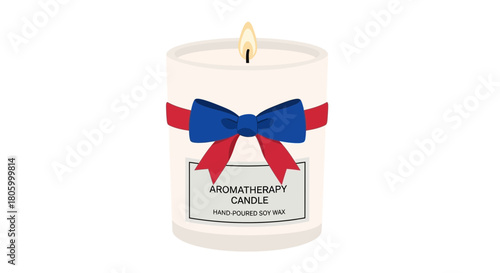 Aromatherapy Candle with Red White and Blue Ribbon Decoration.