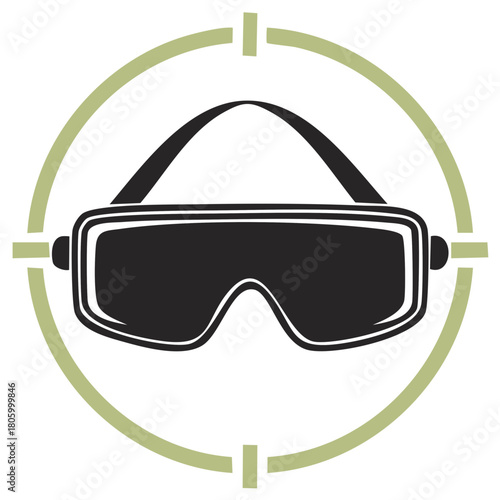 Tactical Goggles in a Scope Target Symbol for Gaming VR and Military Concepts