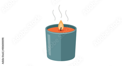 Aromatic Scented Candle Burning Brightly in a Glass Jar.