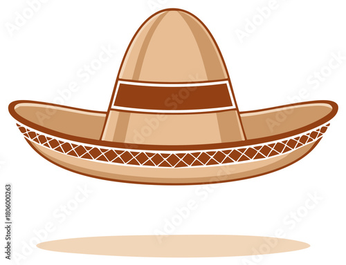 Traditional Mexican Sombrero Hat Cartoon Icon Isolated Cultural Symbol