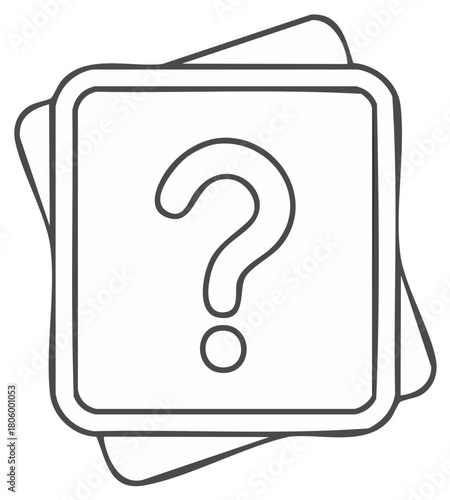Hand Drawn Question Mark on Stacked Notes Simple Symbol of Inquiry or Confusion Minimalist Line Art