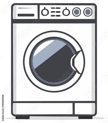 Cartoon illustration of a washing machine icon
