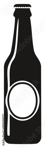 Black and white silhouette of a beer bottle with blank label