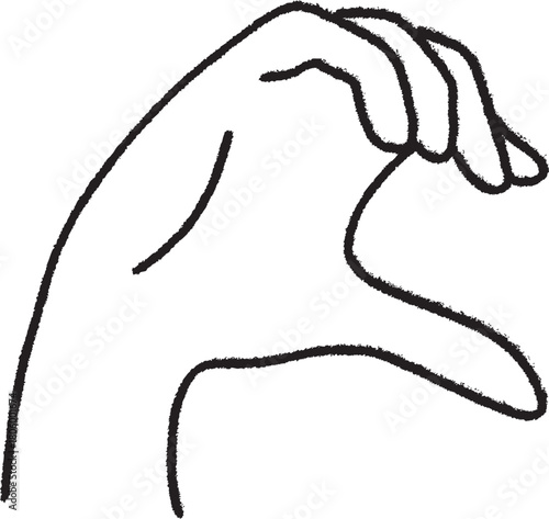 手描きペイントタッチのほっぺハート左側、手のひら側、右手　Adobe Illustrator Artwork