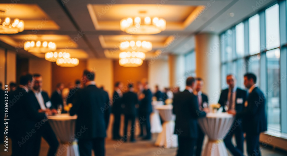 Fototapeta premium Blurred shot of business people at party in office center.