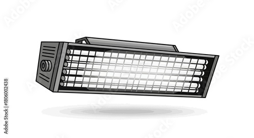 Cartoon Illustration of a Rectangular Stage Light with Gridded Front.