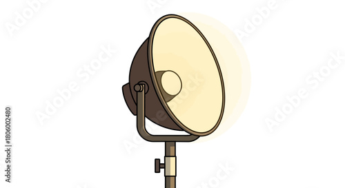 Cartoon Studio Spotlight on Stand Emitting Light.