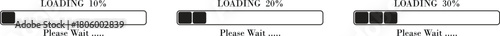 Loading Bar Please Wait Progress Icon set. Graphic Design Elements for Web, App, or Download Process with Please Wait Text. Percentage loading bar infographic icon. Load,Download indicator sign.