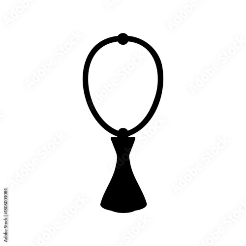 Elegant black silhouette of a unique necklace with circular pendant shape