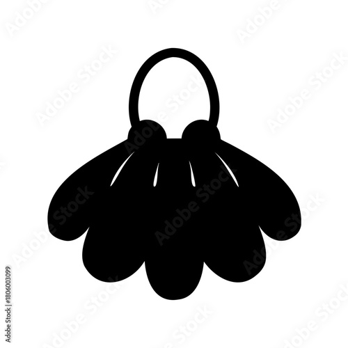 Elegant Black Silhouette of a Traditional Pomander Ornament with Ribbon Detail