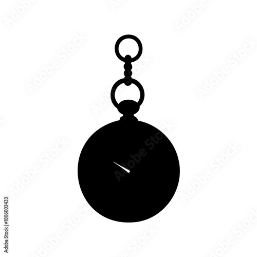 Vintage black silhouette of a pocket watch on a white background