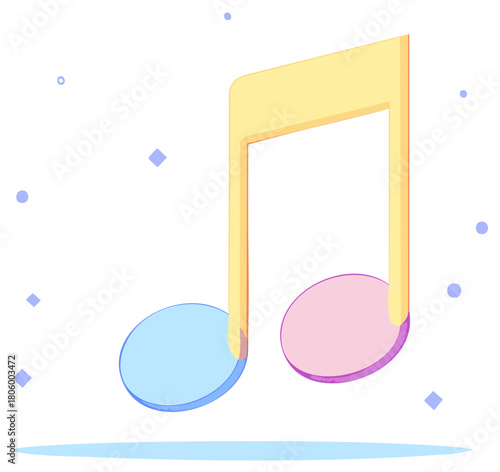 Whimsical Musical Note Symbol with Cute Pastel Colors for Education or Decoration