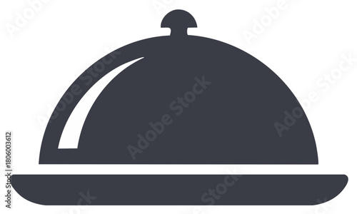 Simple flat vector icon of a restaurant food cloche on a serving platter