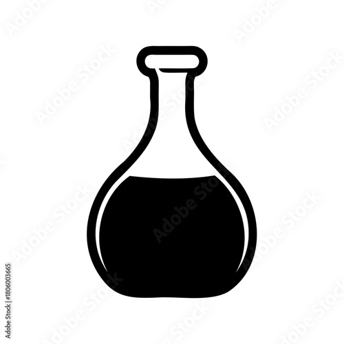 Black silhouette of an Erlenmeyer flask filled with a dark liquid substance