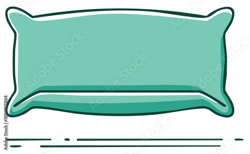 Cartoon style illustration of a pillow in shades of green