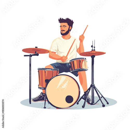 Man Playing Drums with Enthusiasm and Skill.