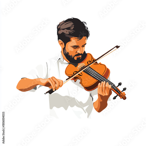  Man playing violin focused and engrossed in music with a serious expression a closeup view of the musician