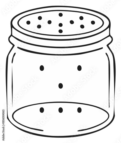 Hand Drawn Outline of a Clear Jar with a Perforated Lid