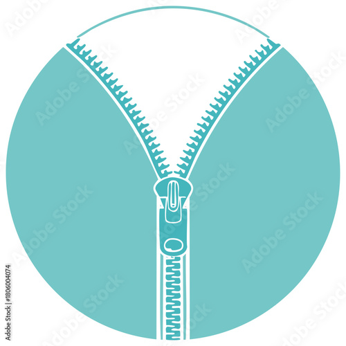 Flat design vector icon of an open zipper revealing blank space