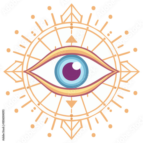 Eye of Providence Symbol Design with Geometric Circle Shapes and Spiritual Iconography