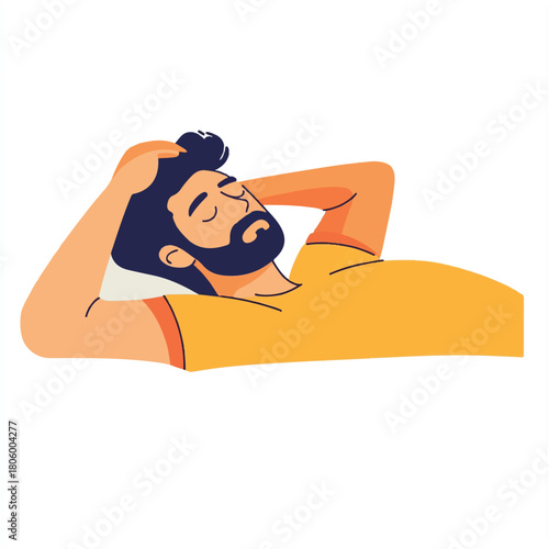 Man Relaxing in a Comfortable Position.