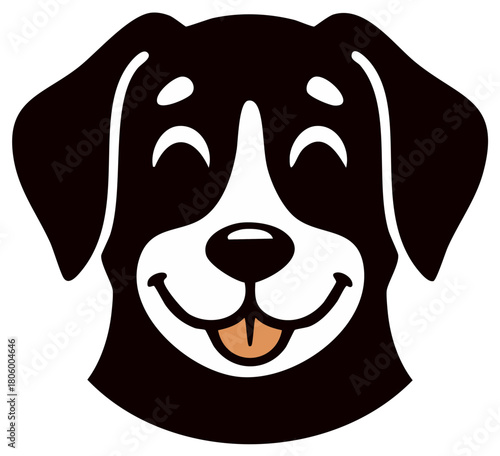 Friendly Dog Head Cartoon Character Illustration: Smiling Canine with Happy Expression and Tongue