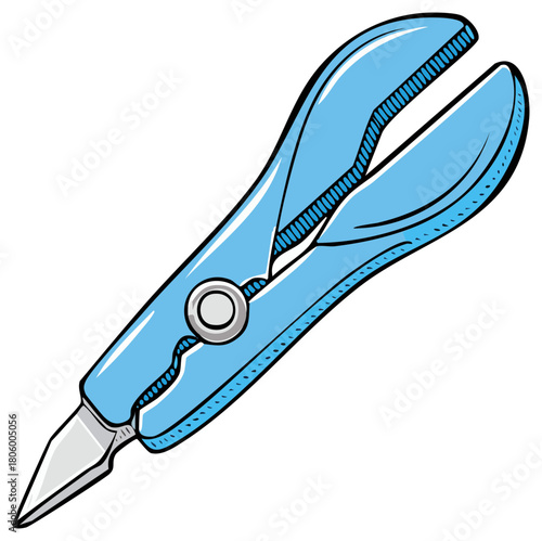 Illustration of a Blue Clothespin or Tweezer with Cutting Edge for Arts and Crafts Projects