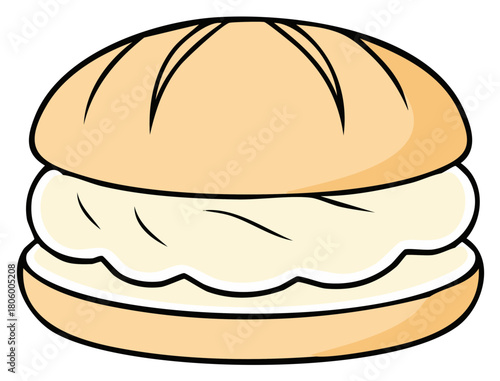 Cartoon sweet cream puff dessert bun pastry isolated graphic food illustration