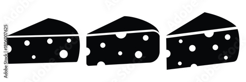 cheese block minimal food icon set, black color and white background