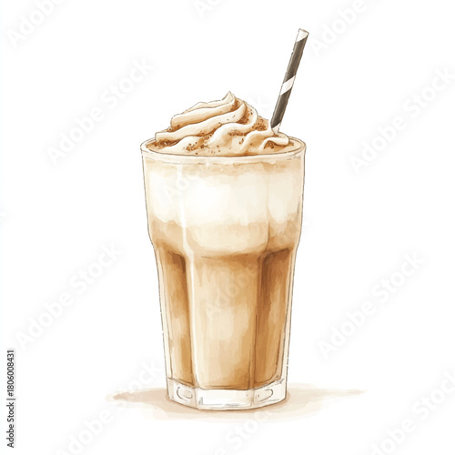 Iced Coffee Delight A Refreshing Beverage with Whipped Cream.