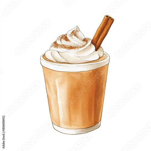 iced pumpkin spice latte with whipped cream and cinnamon.