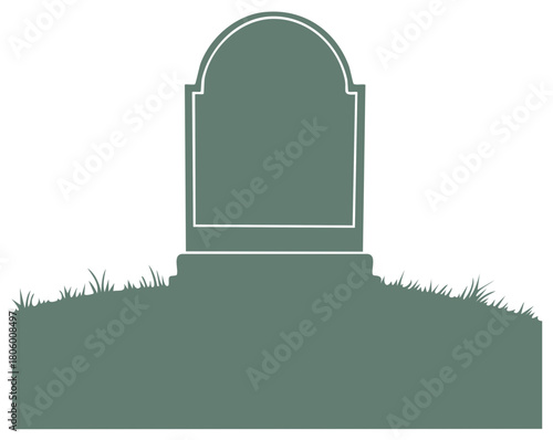Gravestone Silhouette with Grass for Obituary or Memorial Projects