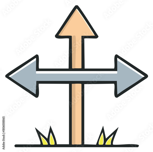 Crossroads arrow sign with multiple directions indicating choices