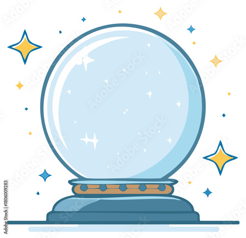 An illustrated magical crystal ball with sparkling stars for psychic readings and predicting the future