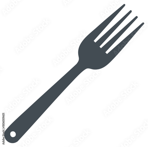 Isolated Illustration of a Gray Fork, Utensil for Dining and Eating, Kitchen Tool