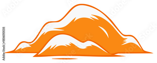 Abstract orange and white mountain peaks with sharp jagged edges.