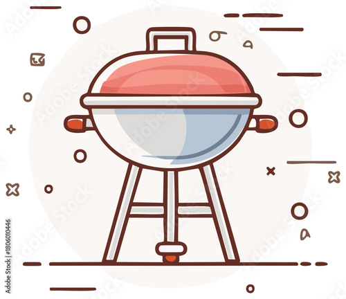 Illustration of Outdoor Grill Equipment for Cooking with Stand and Simple Accents