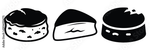 Bild auf Leinwand scone fresh minimal food icon set, black color and white background