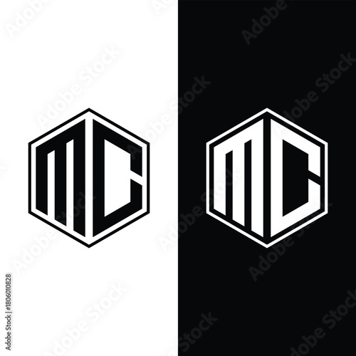 Letter MC hexagon monogram logo design Stock Vector And Vector Art.