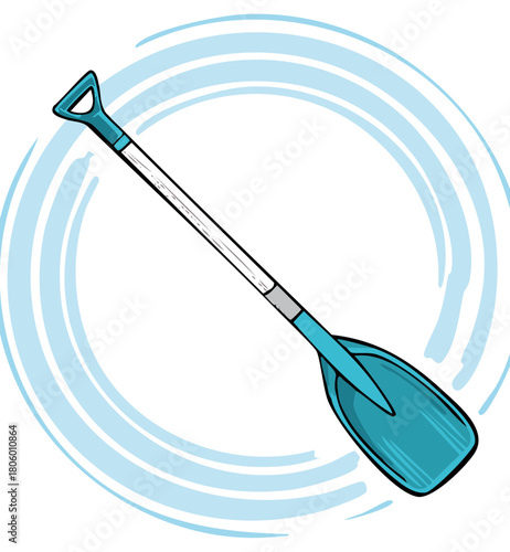 Teal blue paddle illustration for kayaking stand up paddleboarding and water activities