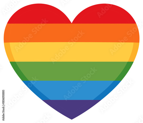 Rainbow Heart Icon with LGBTQ Pride Flag Colors Symbol of Love and Equality