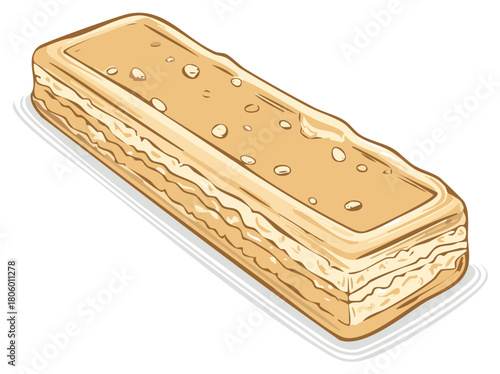 Layered Wafer Cookie Sandwich Dessert with Cream Filling