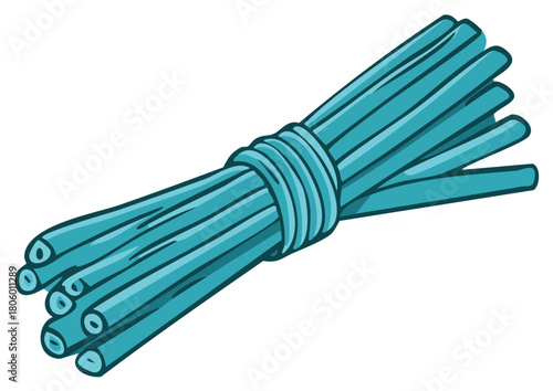 Cartoon illustration of a bundle of fresh chives