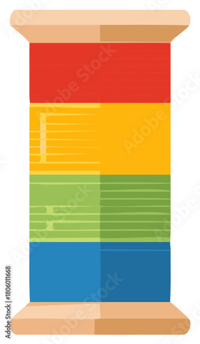 Colorful Thread Spool Illustration, Sewing Notions, Vibrant Rainbow Thread, Craft Supplies