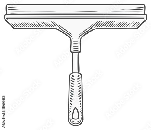 Squeegee Drawing Illustration for Window Cleaning or Surface Care
