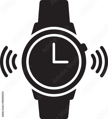 Smartwatch or wrist watch alarm vector icon isolated on white background for app design.