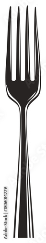 Stylish black four pronged dining fork classic kitchen utensil vector illustration