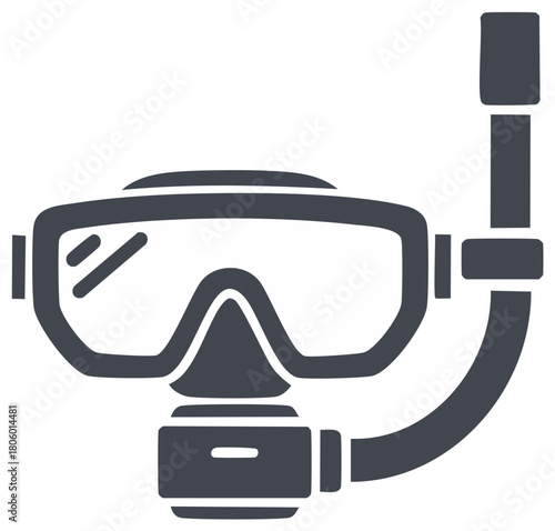 Icon of a dark grey diving mask and snorkel for underwater exploration