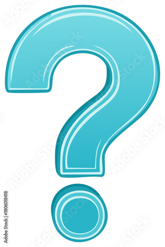 Stylized turquoise question mark symbol with subtle shading and white outline on a transparent background