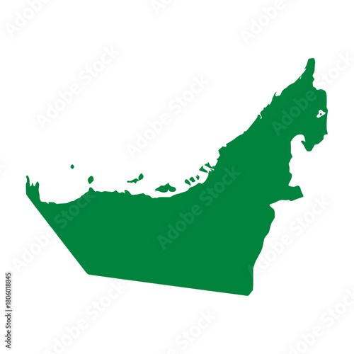 United Arab Emirates Green Silhouette Map Design. United Arab Emirates Map Vector Illustration. Perfect for infographics, presentations, and educational materials.